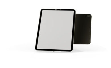 Gadgets including smartphone, digital tablet and laptop, blank screen with