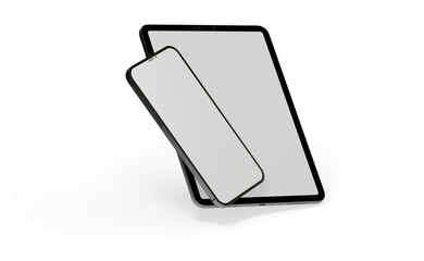 Photo 3D brandless tablet with empty screen isolated