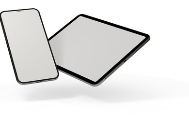 Photo 3D brandless tablet with empty screen isolated