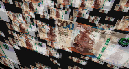 Hong Kong Dollar 500 HKD banknote money 3d illustration