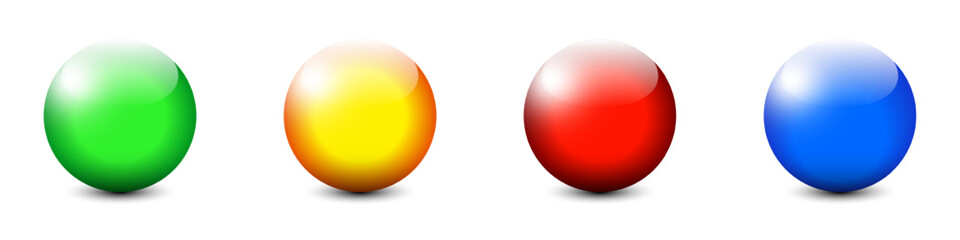 Glossy colored spheres set. Shiny balls. Flat vector illustration.