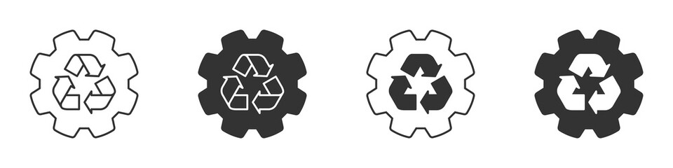 Gear icon with recycling symbol inside. Vector illustration.