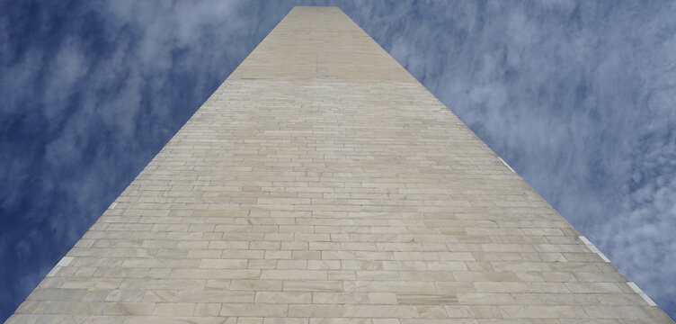 Detail Of The Washington Monument, DC, USA Under Blue Sky