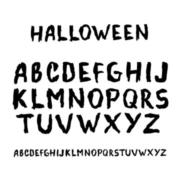 Handwritten brush font. Grunge style letters. Modern alphabet with brush painted lettering