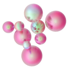 Fototapeta na wymiar Abstract 3d object metal balls pink gradient colors background.