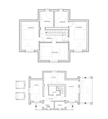 Detailed architectural private house floor plan, apartment layout, blueprint. Vector illustration