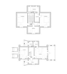 Detailed architectural private house floor plan, apartment layout, blueprint. Vector illustration