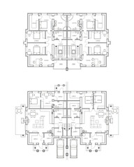 Detailed architectural private house floor plan, apartment layout, blueprint. Vector illustration