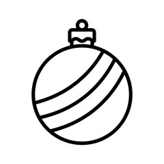Christmas ball icon. Christmas tree toy. Black contour linear silhouette. Front side view. Editable strokes. Vector simple flat graphic illustration. Isolated object on a white background. Isolate.