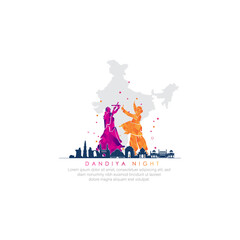 Abstract Dandiya night celebration on navratri.