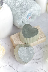Obraz na płótnie Canvas Natural soap bars, handmade natural soaps on bathroom kit.