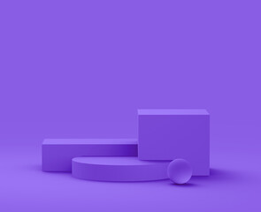 Abstract 3d purple violet platform minimal studio background.