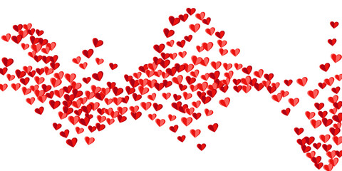 Paper 3D sweet heart symbols confetti vector background. Birthday surprise party decor. Present