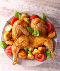 Roast chicken with potatoes