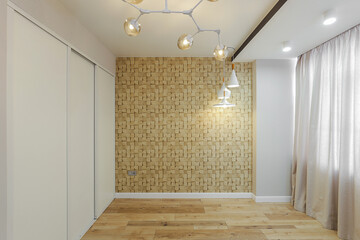 Empty new room with sliding wardrobe