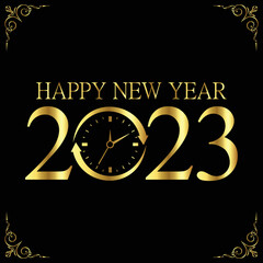 2023 gold on black background for happy new year preparation merry christmas and start a new year.
