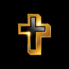 Golden Luxury Cross vector Sign