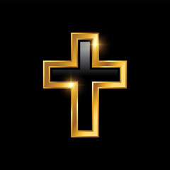 Golden Luxury Cross vector Sign