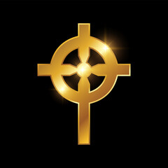 Golden Luxury Cross vector Sign