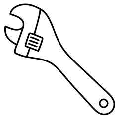 Adjustable wrench sketch. Construction tool. Color illustration