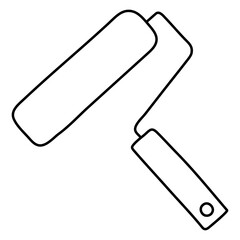 Paint roller sketch. Construction tool. Color instrument illustration