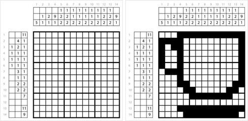 Fototapeta premium Coffee Cup Icon Nonogram Pixel Art M_2209002
