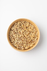 Quinoa poke on white background
