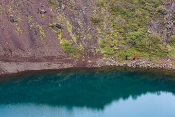 Landscape of the Kerid Vulcano crater and lake (Iceland)