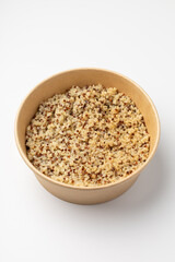 Quinoa poke on white background