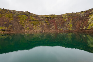 Landscape of the Kerid Vulcano crater and lake (Iceland) © Alberto Giron