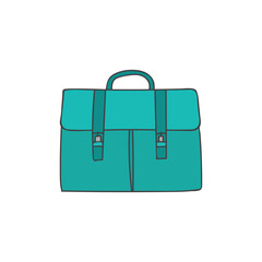 Business suitcase colorful doodle illustration in vector. Briefcase colorful icon. Man bag doodle illustration in vector.