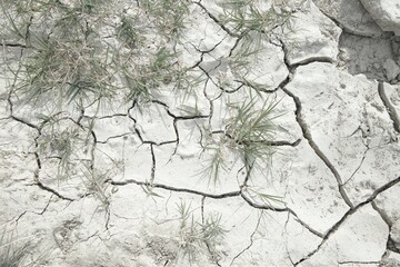 Clods of soil with a few tufts of grass during drought in a hilly terrain in Piedmont in Italy