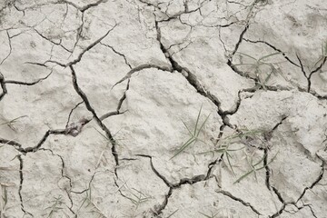 Clods of soil with a few tufts of grass during drought in a hilly terrain in Piedmont in Italy