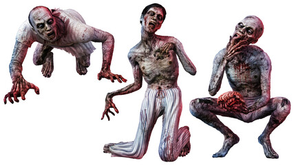 Horror zombie loonies 3D illustration	