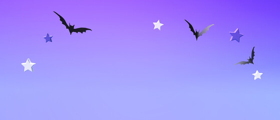 Halloween theme with black bats - 3D render