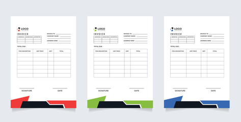 Minimal Corporate Business Invoice design template vector illustration bill form price invoice. Creative invoice template vector