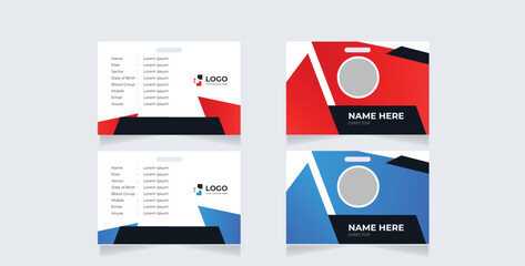 Corporate ID Card Design Template. Modern Horizontal and Clean Blue Identity Cards