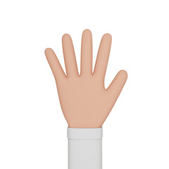 Obraz premium 3d rendering of hand with thumb, index, middle, ring and pinky fingers raised, indicating number 5 or signaling 
