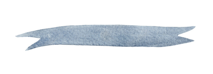 Hand-drawn watercolor waving ribbon for chevrons, logos, inscriptions. Isolated element on white background for design.