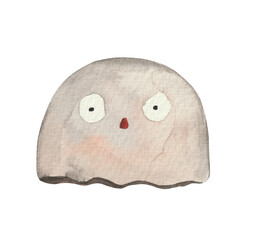 Hand drawn watercolor funny ghost..Isolated element on white background for Halloween themed design
