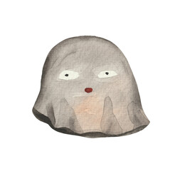 Hand drawn watercolor funny ghost..Isolated element on white background for Halloween themed design