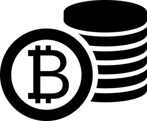 Isolated icon of a stack of bitcoin coins. Concept of crypto currency, finance and banking