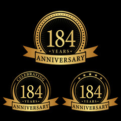 184 years anniversary logo collections. Set of 184th Anniversary logotype template. Vector and illustration. 