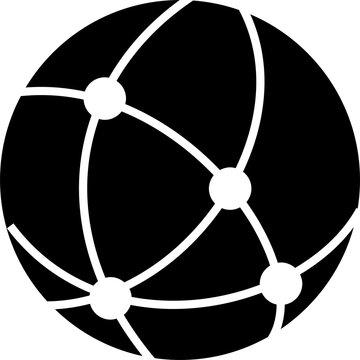 Isolated icon of a globe with connecting dots and lines. Concept of networking and connections.
