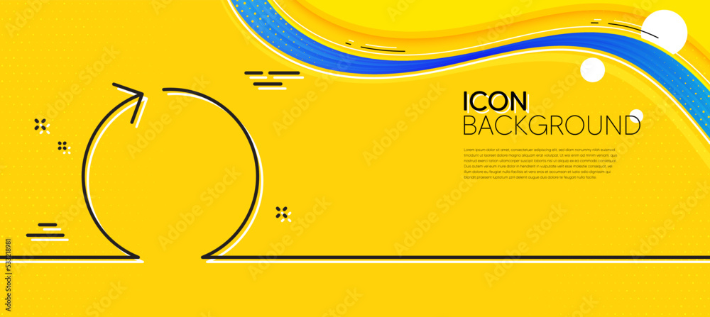 Aufkleber loop arrow line icon. abstract yellow background. refresh arrowhead symbol. navigation pointer sign.