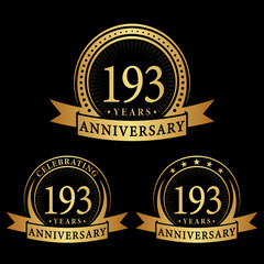 193 years anniversary logo collections. Set of 193rd Anniversary logotype template. Vector and illustration. 