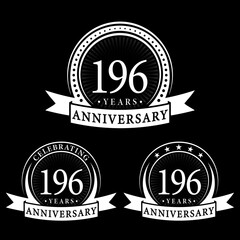 196 years anniversary logo collections. Set of 196th Anniversary logotype template. Vector and illustration. 