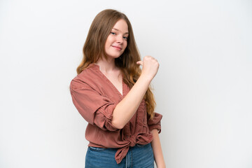 Obraz premium Young pretty woman isolated on white background proud and self-satisfied