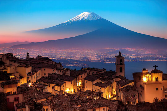 Italienische D&ouml;rfer - AI Digital Generated - Illustration