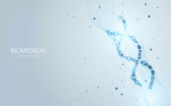 Abstract health science consist DNA digital technology concept  modern medical on hi tech future blue background.